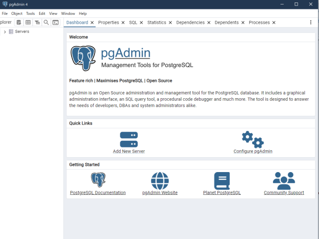 pgadmin4が起動しました